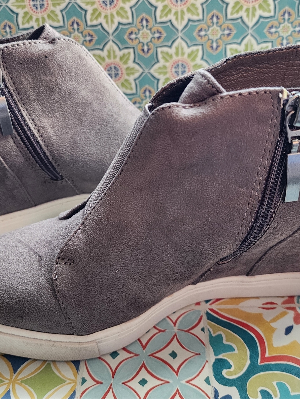 Gray Suede Women's Ankle Boots